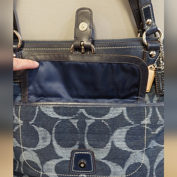 COACH Poppy Glam Signature Denim Tote - Picture 6 of 16